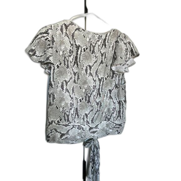 New With Tags EXPRESS Tie-Waist Flutter-Sleeve Snake Print Blouse, Women's Sz XS - Picture 2 of 6